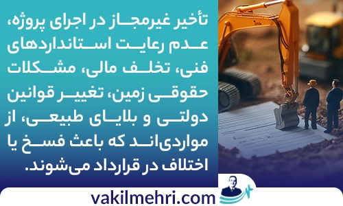 مواردی که باعث فسخ یا اختلاف در قرارداد مشارکت در ساخت می‌شوند