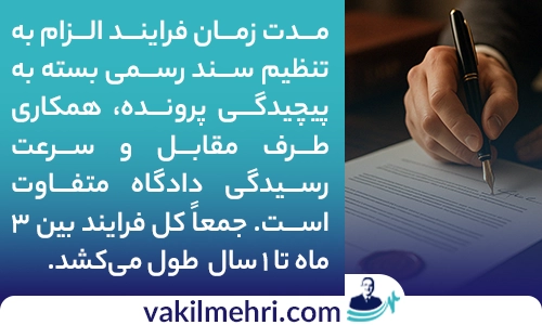 الزام به تنظیم سند چقدر طول میکشد