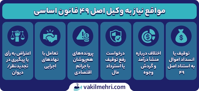 چه زمانی به وکیل اصل 49 نیاز داریم؟