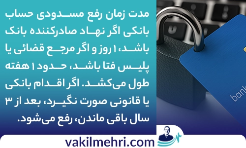 مدت زمان رفع مسدودی حساب بانکی چقدر است؟