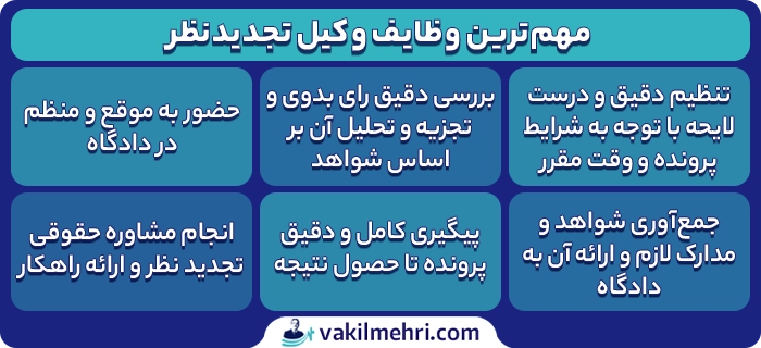 مهم ترین وظایف وکیل تجدیدنظر