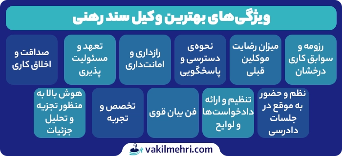 بهترین وکیل سند رهنی چه ویژگی هایی دارد؟